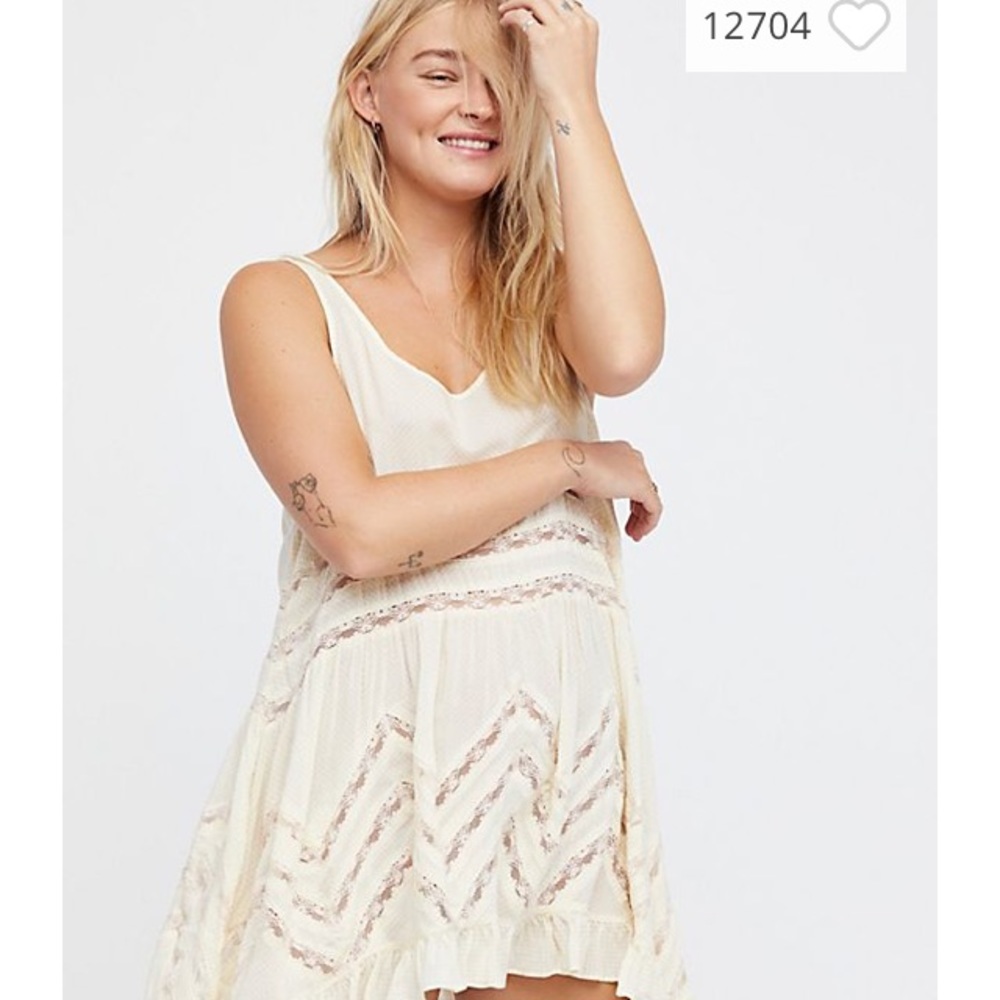 XS Voile Lace Trapeze Dress Free People White
